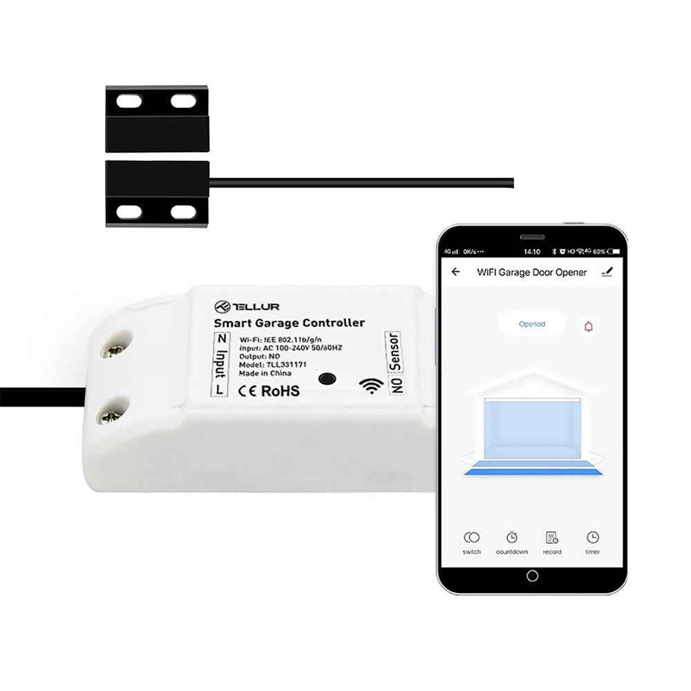 Tellur Smart Kit Control Usa Garaj WiFi Deschidere Telefon Alb